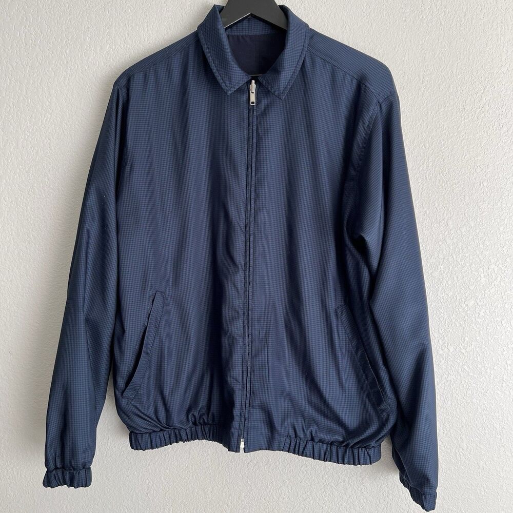 Dunhill Golf Mens Reversible Bomber Jacket Size M Navy Houndstooth